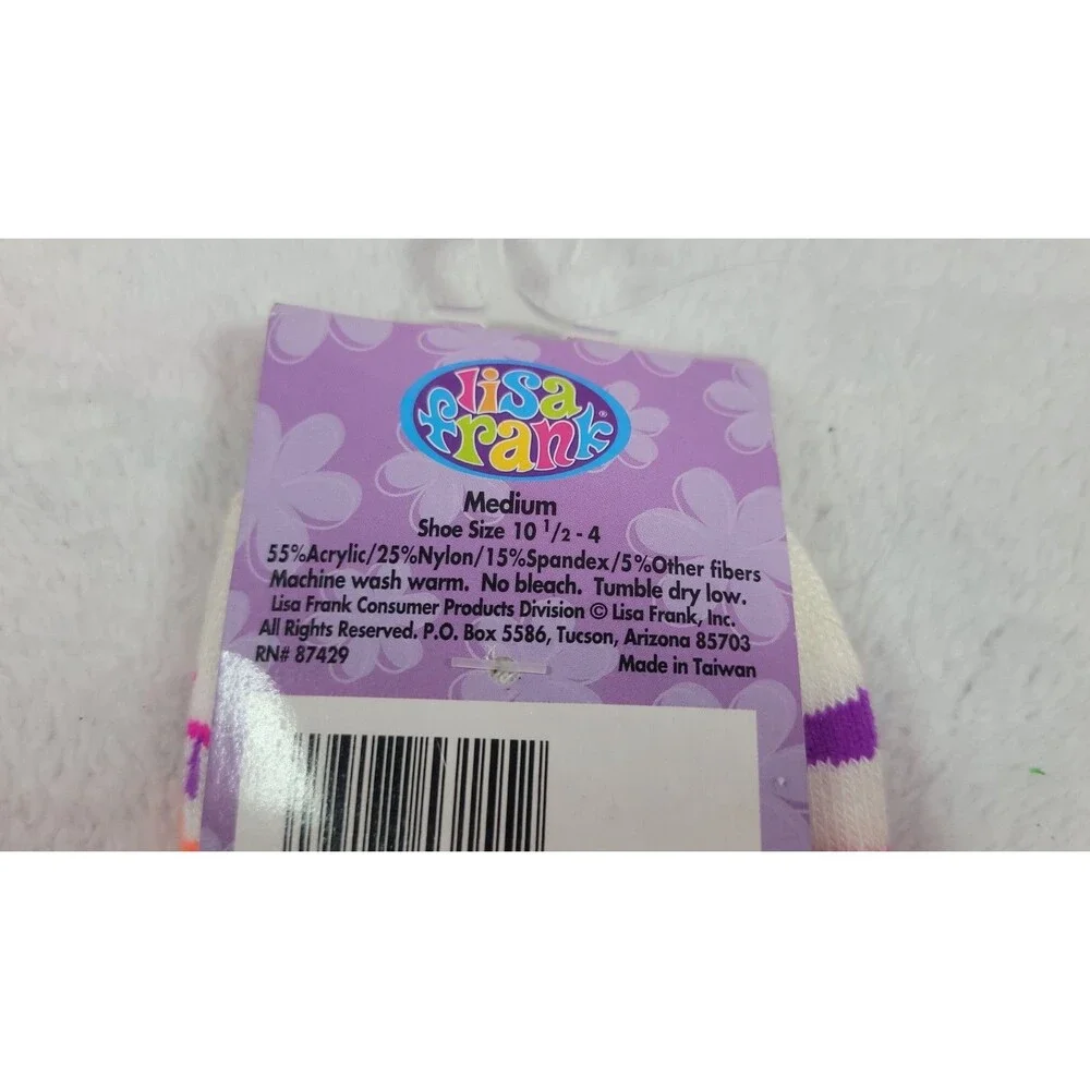 Vintage Y2K Lisa Frank Fab Fashions Shorties Socks Neon Rainbow Stars NWT Sz Med